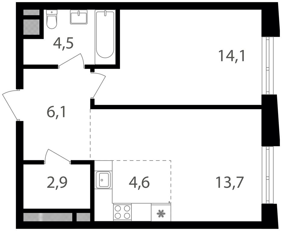 1-BD Apartment Sale, 45.9 sq. m. at Semenovskij Park 2, 1st Kirpichny Lane, 17А, Moscow, Russia #2