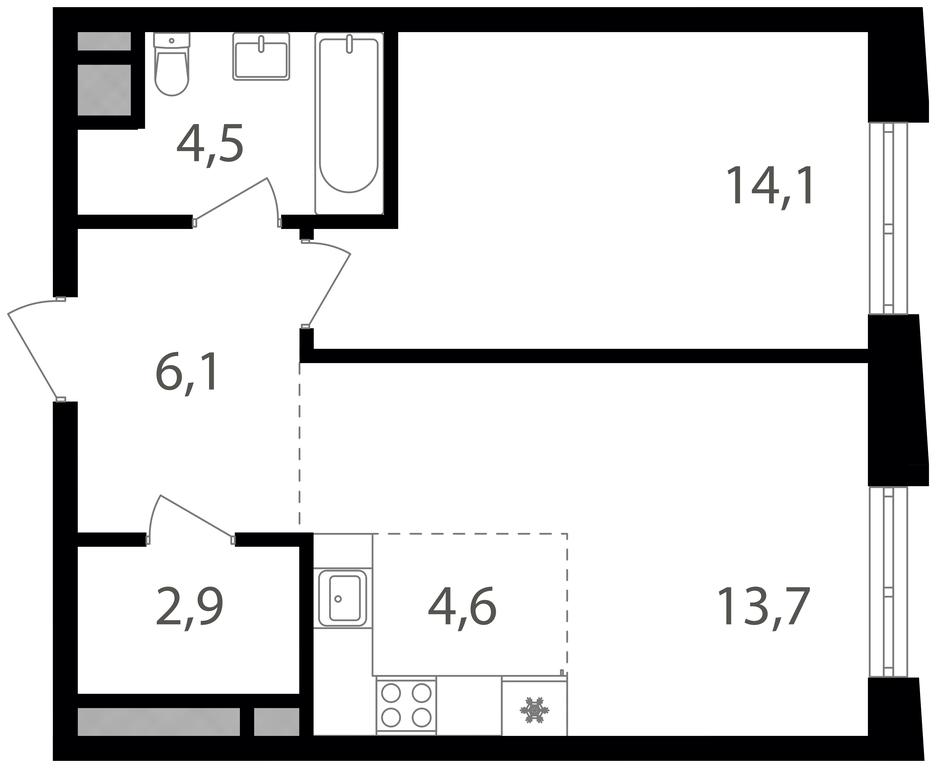 1-BD Apartment Sale, 45.9平方米 at Semenovskij Park 2, 1st Kirpichny Lane, 17А, Moscow, Russia #2 1-BD Apartment Sale, 45.9平方米 at Semenovskij Park 2, 1st Kirpichny Lane, 17А, Moscow, Russia #2