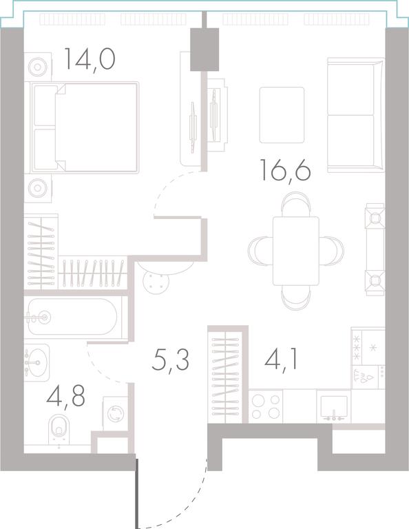 1-BD Apartment Sale, 44.3 sq. m. at River Park Towers, Kutuzovsky Drive, 16с1, Moscow, Russia #1