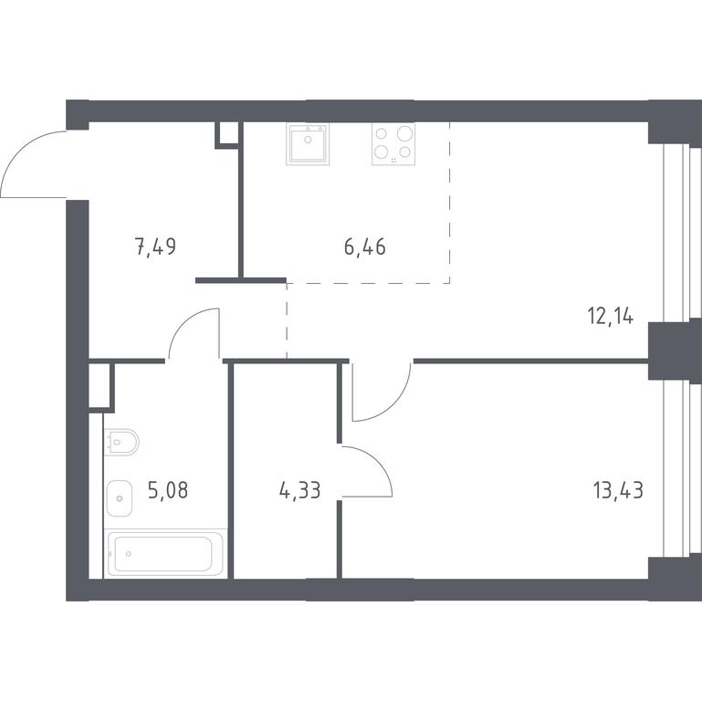 Apartment Sale, 48.93平方米 at Nova, Bratyev Fonchenko Street, вл21, Moscow, Russia #1 Apartment Sale, 48.93平方米 at Nova, Bratyev Fonchenko Street, вл21, Moscow, Russia #1