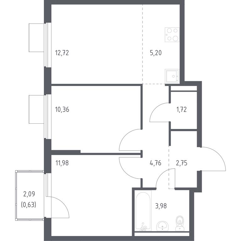 1-BD Apartment Sale, 54.1 sq. m. at Gorki Park, Shkolnaya ulitsa, 2, derevnya Korobovo, Leninskiy City District, Moscow Region, Russia #1 1-BD Apartment Sale, 54.1 sq. m. at Gorki Park, Shkolnaya ulitsa, 2, derevnya Korobovo, Leninskiy City District, Moscow Region, Russia #1