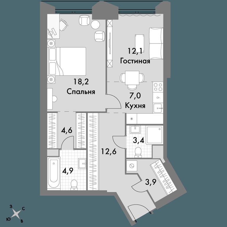 2-BD Apartment Sale, 66.7 sq. m. at Arkhitektor, Akademika Volgina Street, 2Д, Moscow, Russia #1 2-BD Apartment Sale, 66.7 sq. m. at Arkhitektor, Akademika Volgina Street, 2Д, Moscow, Russia #1