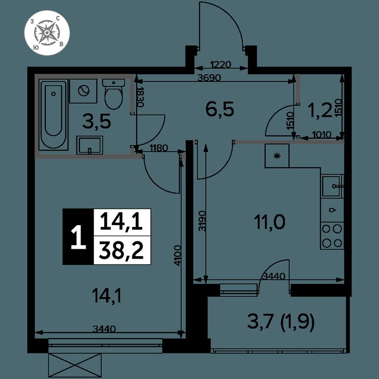 1-BD Apartment Sale, 38.1 sq. m. at Pervyi Leningradskiy, Pervy Leningradskiy Residential Complex, Moscow, Russia #2