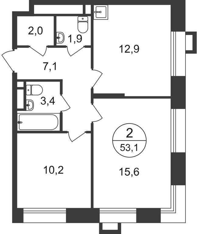 2-BD Apartment Sale, 53.1 sq. m. at Pervyi Moskovskiy, ulitsa Bianki, 1, Moskovskiy, Moscow, Russia #2 2-BD Apartment Sale, 53.1 sq. m. at Pervyi Moskovskiy, ulitsa Bianki, 1, Moskovskiy, Moscow, Russia #2
