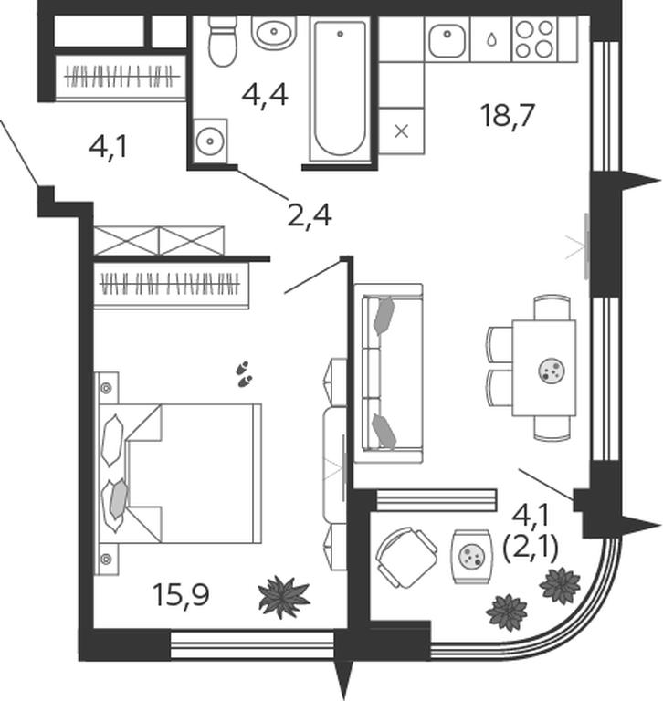 1-BD Apartment Sale, 47.6 sq. m. at Shagal, Автозаводская улица, 23, Москва, Россия #1 1-BD Apartment Sale, 47.6 sq. m. at Shagal, Автозаводская улица, 23, Москва, Россия #1