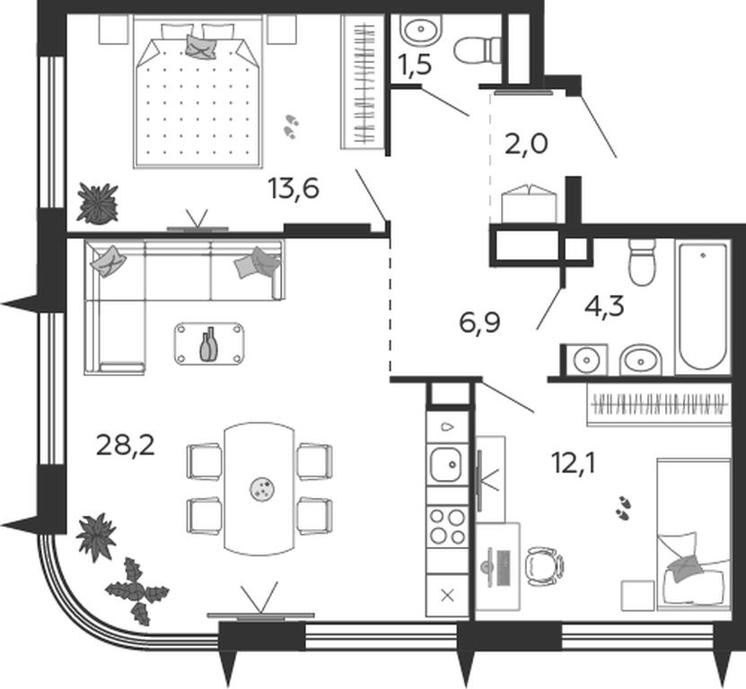 2-BD Apartment Sale, 68.6 sq. m. at Shagal, Автозаводская улица, 23, Москва, Россия #1 2-BD Apartment Sale, 68.6 sq. m. at Shagal, Автозаводская улица, 23, Москва, Россия #1