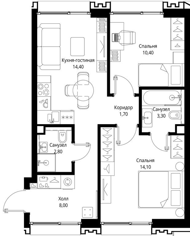 2-BD Apartment Sale, 54.7 sq. m. at Multikvartal CITYZEN, Vishnyovaya Street, Moscow, Russia #1 2-BD Apartment Sale, 54.7 sq. m. at Multikvartal CITYZEN, Vishnyovaya Street, Moscow, Russia #1