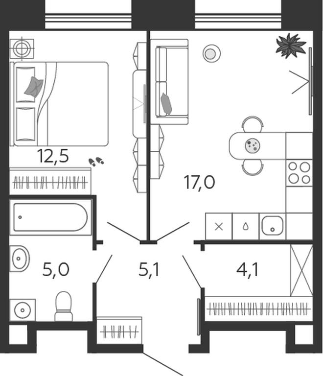 1-BD Apartment Sale, 43.7 sq. m. at Shagal, Автозаводская улица, 23, Москва, Россия #1