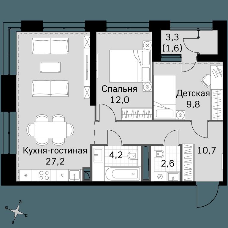 2-BD Apartment Sale, 68.1 sq. m. at Sky Garden, Stroitelny Drive, 9с6, Moscow, Russia #1 2-BD Apartment Sale, 68.1 sq. m. at Sky Garden, Stroitelny Drive, 9с6, Moscow, Russia #1