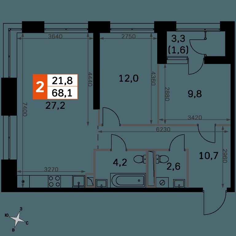 2-BD Apartment Sale, 68.1 sq. m. at Sky Garden, Stroitelny Drive, 9с6, Moscow, Russia #2 2-BD Apartment Sale, 68.1 sq. m. at Sky Garden, Stroitelny Drive, 9с6, Moscow, Russia #2