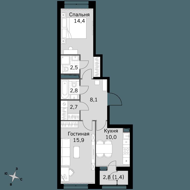 2-BD Apartment Sale, 57.8 sq. m. at Sky Garden, Stroitelny Drive, 9с6, Moscow, Russia #1 2-BD Apartment Sale, 57.8 sq. m. at Sky Garden, Stroitelny Drive, 9с6, Moscow, Russia #1