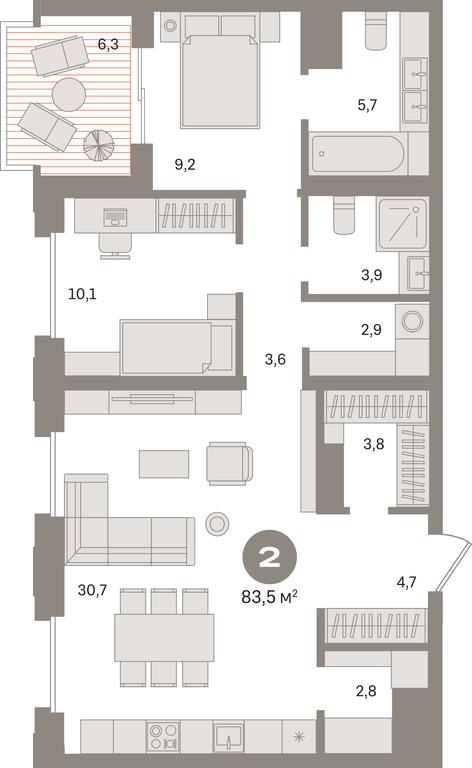 2-BD Apartment Sale, 84.3平方米 at Kvartal «MONS», Ogorodny Drive, Moscow, Russia #1 2-BD Apartment Sale, 84.3平方米 at Kvartal «MONS», Ogorodny Drive, Moscow, Russia #1