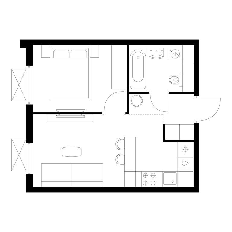 1-BD Apartment Sale, 32.2 sq. m. at Yauza Park, ulitsa Kolontsova, 4, Mytischi, Moscow Region, Russia #1