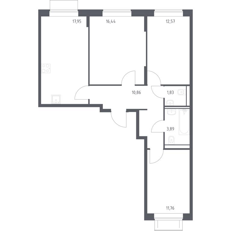 2-BD Apartment Sale, 75.3 sq. m. at Kvartal Domashnij, Donetskaya Street, 30с11, Moscow, Russia #1 2-BD Apartment Sale, 75.3 sq. m. at Kvartal Domashnij, Donetskaya Street, 30с11, Moscow, Russia #1