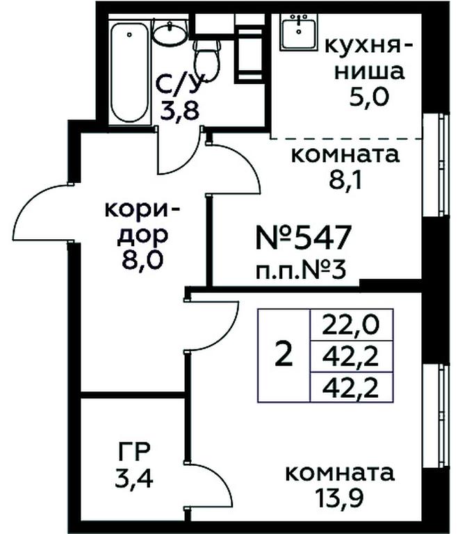 1-BD Apartment Sale, 42.2平方米 at Tsvetochnye Poliany, kvartal № 23, Filimonkovskoye Municipal Formation, Moscow, Russia #1 1-BD Apartment Sale, 42.2平方米 at Tsvetochnye Poliany, kvartal № 23, Filimonkovskoye Municipal Formation, Moscow, Russia #1