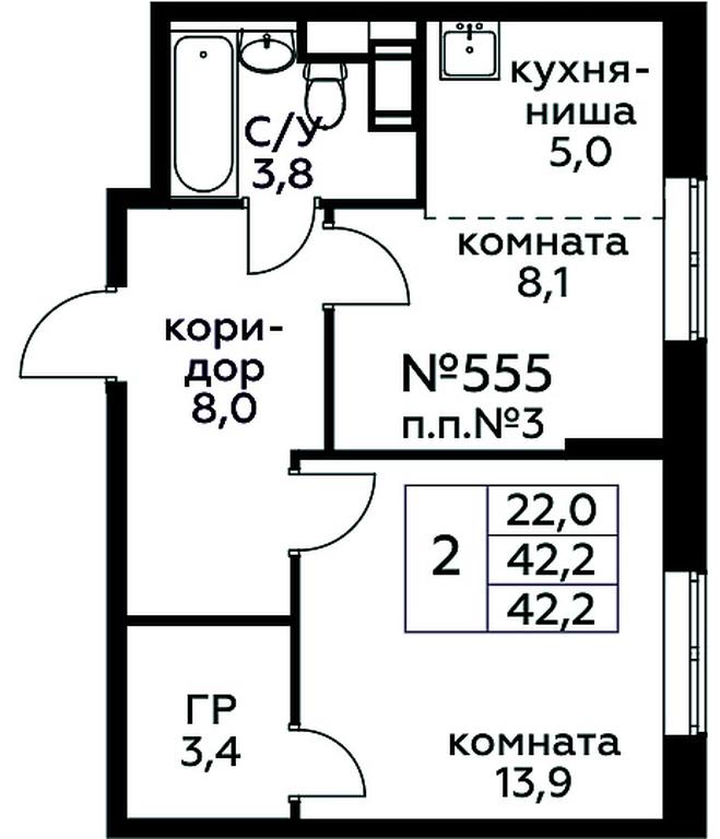 1-BD Apartment Sale, 42.2平方米 at Tsvetochnye Poliany, kvartal № 23, Filimonkovskoye Municipal Formation, Moscow, Russia #1 1-BD Apartment Sale, 42.2平方米 at Tsvetochnye Poliany, kvartal № 23, Filimonkovskoye Municipal Formation, Moscow, Russia #1