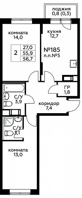 1-BD Apartment Sale, 56.7平方米 at Tsvetochnye Poliany, kvartal № 23, Filimonkovskoye Municipal Formation, Moscow, Russia #1 1-BD Apartment Sale, 56.7平方米 at Tsvetochnye Poliany, kvartal № 23, Filimonkovskoye Municipal Formation, Moscow, Russia #1