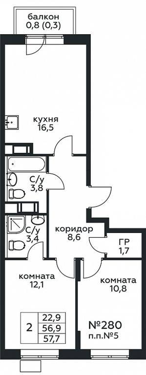 1-BD Apartment Sale, 57.7平方米 at Tsvetochnye Poliany, kvartal № 23, Filimonkovskoye Municipal Formation, Moscow, Russia #1 1-BD Apartment Sale, 57.7平方米 at Tsvetochnye Poliany, kvartal № 23, Filimonkovskoye Municipal Formation, Moscow, Russia #1
