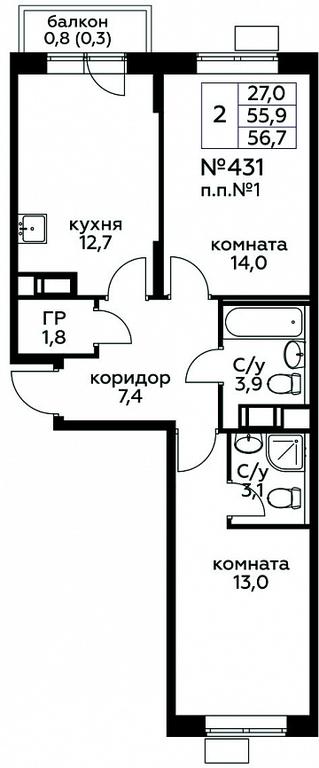 Продажа 1-комн. квартиры, 56,7 м² в ЖК «Цветочные Поляны», квартал № 23, поселение Филимонковское, Москва, Россия #1 Продажа 1-комн. квартиры, 56,7 м² в ЖК «Цветочные Поляны», квартал № 23, поселение Филимонковское, Москва, Россия #1