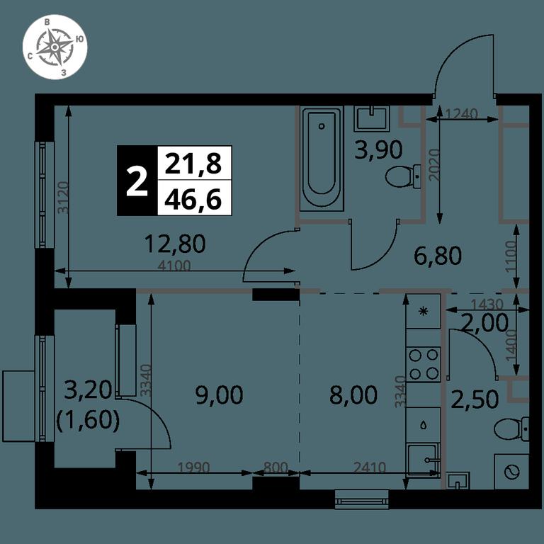 2-BD Apartment Sale, 46.6平方米 at 1 Himkinskij, zhiloy kompleks 1-y Khimkinskiy, kvartal Mezhdunarodny, mikrorayon Klyazma-Starbeyevo, Khimki, Moscow Region, Russia #2 2-BD Apartment Sale, 46.6平方米 at 1 Himkinskij, zhiloy kompleks 1-y Khimkinskiy, kvartal Mezhdunarodny, mikrorayon Klyazma-Starbeyevo, Khimki, Moscow Region, Russia #2