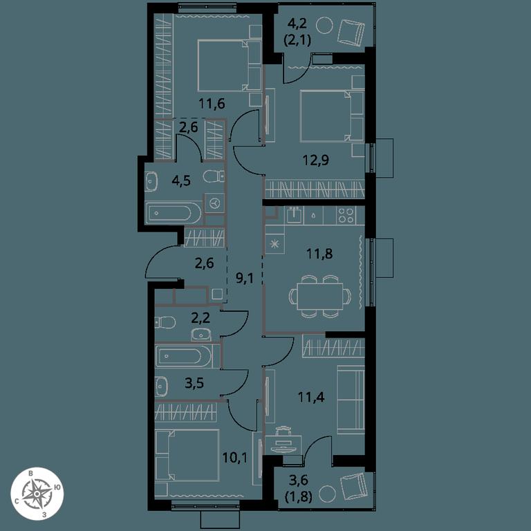 4-BD Apartment Sale, 86.2 sq. m. at 1 Himkinskij, zhiloy kompleks 1-y Khimkinskiy, kvartal Mezhdunarodny, mikrorayon Klyazma-Starbeyevo, Khimki, Moscow Region, Russia #1 4-BD Apartment Sale, 86.2 sq. m. at 1 Himkinskij, zhiloy kompleks 1-y Khimkinskiy, kvartal Mezhdunarodny, mikrorayon Klyazma-Starbeyevo, Khimki, Moscow Region, Russia #1