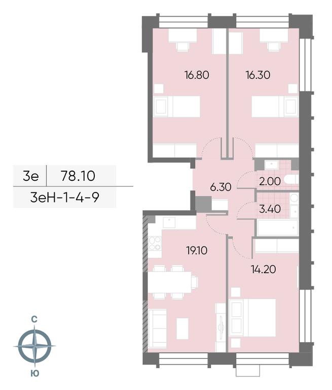 3-BD Apartment Sale, 78.1 sq. m. at Wave, Borisovskye Prudy Street, 1Б, Moscow, Russia #1