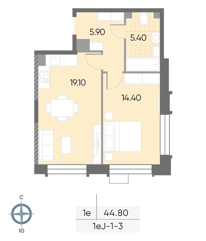 1-BD Apartment Sale, 44.8 sq. m. at Wave, Borisovskye Prudy Street, 1Б, Moscow, Russia #2 1-BD Apartment Sale, 44.8 sq. m. at Wave, Borisovskye Prudy Street, 1Б, Moscow, Russia #2