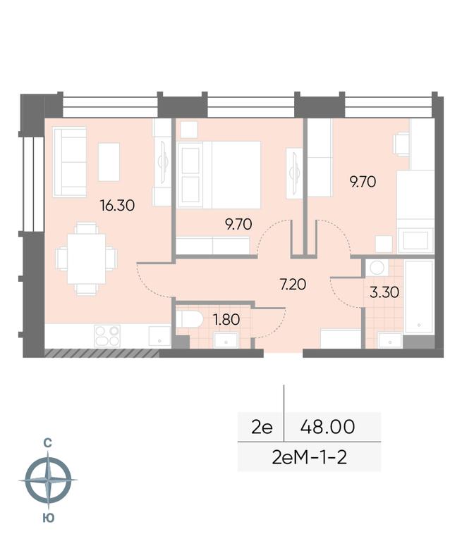 2-BD Apartment Sale, 48 sq. m. at Wave, Borisovskye Prudy Street, 1Б, Moscow, Russia #2