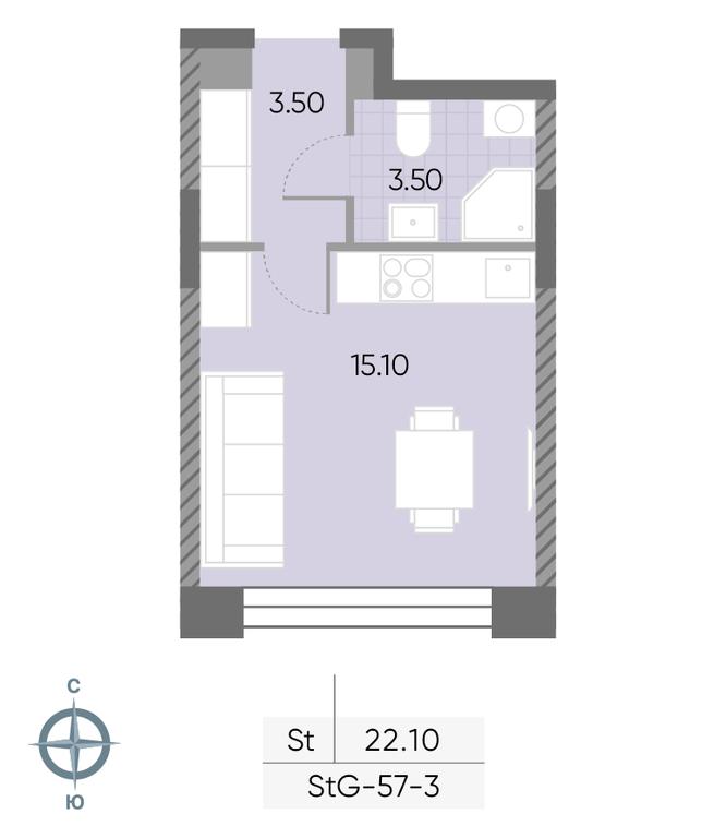 Apartment Sale, 22.1平方米 at Wave, Borisovskye Prudy Street, 1Б, Moscow, Russia #2