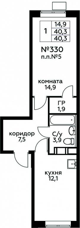 Apartment Sale, 40.3 sq. m. at Tsvetochnye Poliany, kvartal № 23, Filimonkovskoye Municipal Formation, Moscow, Russia #1