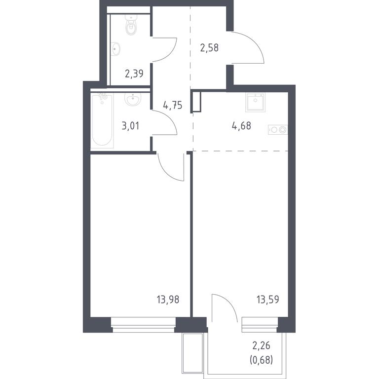 Apartment Sale, 45.66平方米 at Egorovo Park, 1-y kvartal, posyolok Zhilino-1, Lubertsy City District, Moscow Region, Russia #1 Apartment Sale, 45.66平方米 at Egorovo Park, 1-y kvartal, posyolok Zhilino-1, Lubertsy City District, Moscow Region, Russia #1