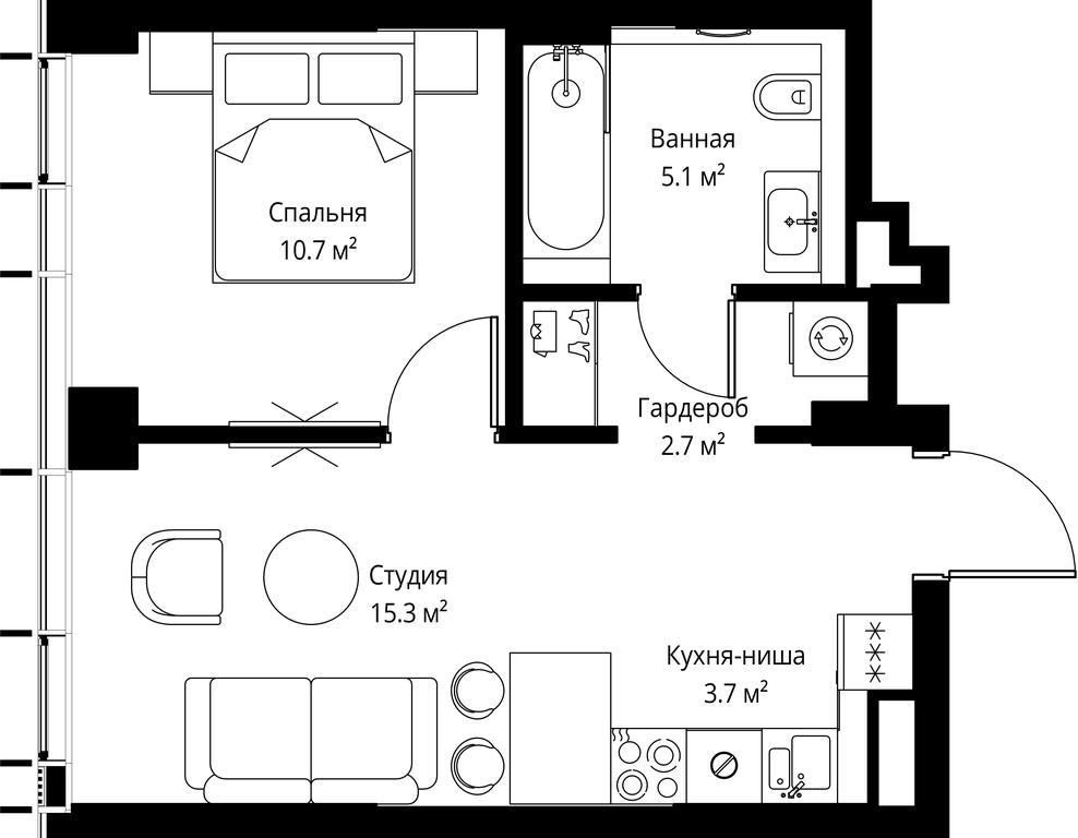 1-BD Apartment Sale, 37.5 sq. m. at Symphony 34, 2nd Khutorskaya Street, 38А, Moscow, Russia #2 1-BD Apartment Sale, 37.5 sq. m. at Symphony 34, 2nd Khutorskaya Street, 38А, Moscow, Russia #2