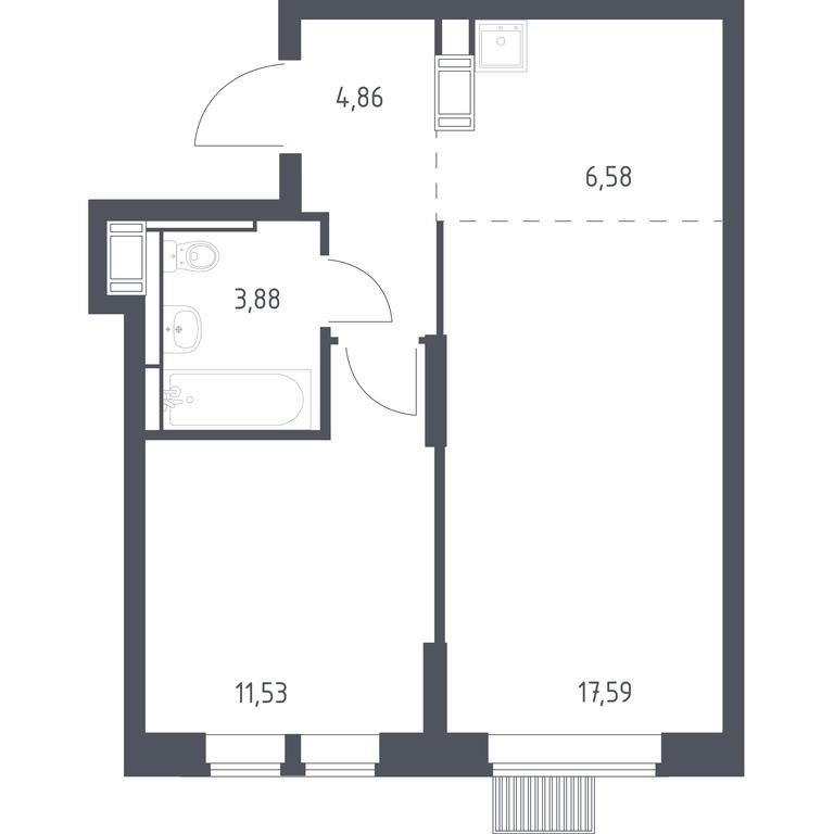 Apartment Sale, 44.44 sq. m. at Bolshoe Putilkovo, Prostornaya ulitsa, 1, Putilkovo Village, Krasnogorsk City District, Moscow Region, Russia #1