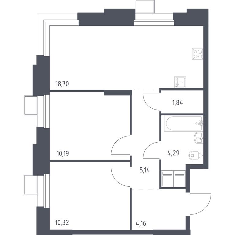 1-BD Apartment Sale, 54.74 sq. m. at Troparevo Park, Kiyevskoye shosse, 21-y kilometr, 3с4, Mosrentgen Settlement, Moscow, Russia #1 1-BD Apartment Sale, 54.74 sq. m. at Troparevo Park, Kiyevskoye shosse, 21-y kilometr, 3с4, Mosrentgen Settlement, Moscow, Russia #1