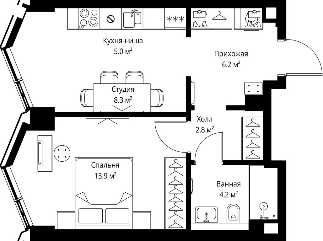 1-BD Apartment Sale, 40.4 sq. m. at Symphony 34, 2nd Khutorskaya Street, 38А, Moscow, Russia #2 1-BD Apartment Sale, 40.4 sq. m. at Symphony 34, 2nd Khutorskaya Street, 38А, Moscow, Russia #2