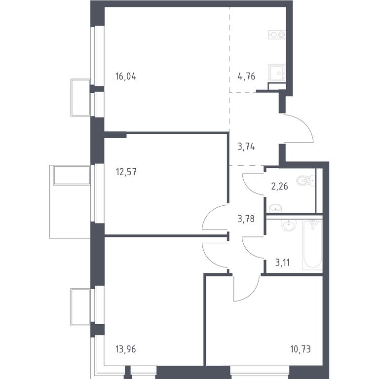 2-BD Apartment Sale, 70.95 sq. m. at Egorovo Park, 1-y kvartal, posyolok Zhilino-1, Lubertsy City District, Moscow Region, Russia #1 2-BD Apartment Sale, 70.95 sq. m. at Egorovo Park, 1-y kvartal, posyolok Zhilino-1, Lubertsy City District, Moscow Region, Russia #1