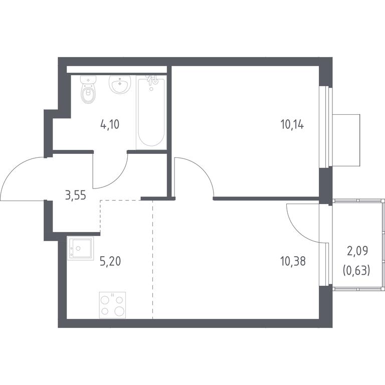 Apartment Sale, 34平方米 at Gorki Park, Shkolnaya ulitsa, 2, derevnya Korobovo, Leninskiy City District, Moscow Region, Russia #1