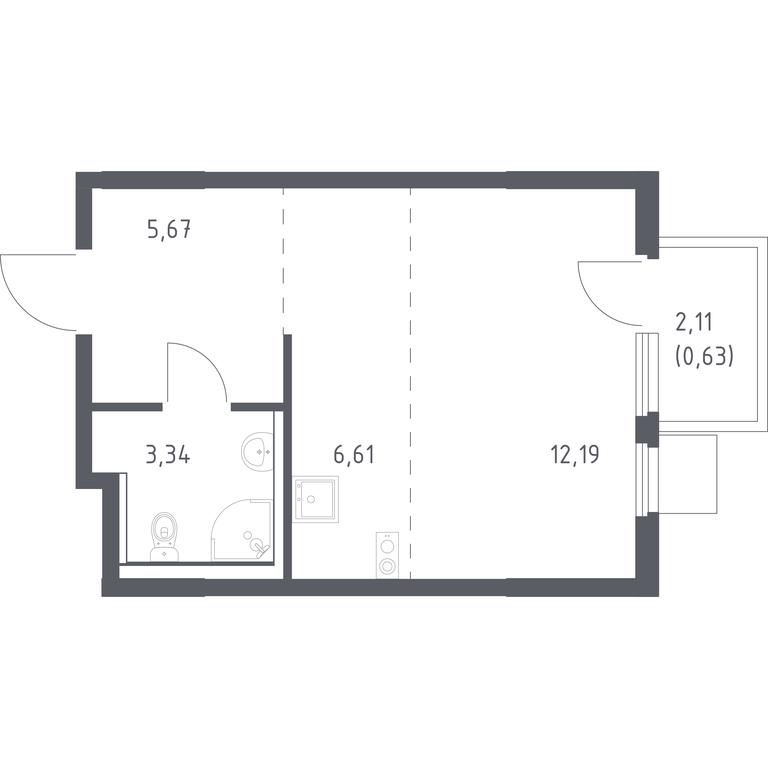 Apartment Sale, 28.44 sq. m. at Prigorod Lesnoe, Molodyozhny bulvar, 6, derevnya Misaylovo, Leninskiy City District, Moscow Region, Russia #1