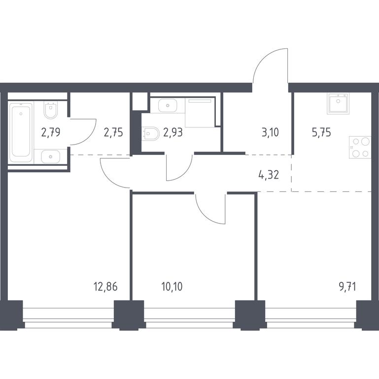 1-BD Apartment Sale, 54.31 sq. m. at Nova, Bratyev Fonchenko Street, вл21, Moscow, Russia #1 1-BD Apartment Sale, 54.31 sq. m. at Nova, Bratyev Fonchenko Street, вл21, Moscow, Russia #1