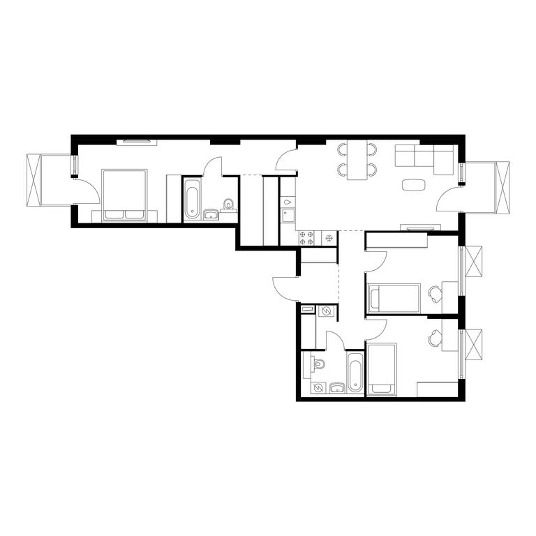 3-BD Apartment Sale, 90.2平方米 at Serednevskiy Les, деревня Середнево, 1к1, поселение Филимонковское, Москва, Россия #2