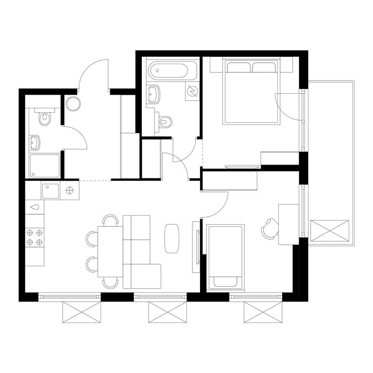 2-BD Apartment Sale, 57.5 sq. m. at Serednevskiy Les, деревня Середнево, 1к1, поселение Филимонковское, Москва, Россия #2 2-BD Apartment Sale, 57.5 sq. m. at Serednevskiy Les, деревня Середнево, 1к1, поселение Филимонковское, Москва, Россия #2