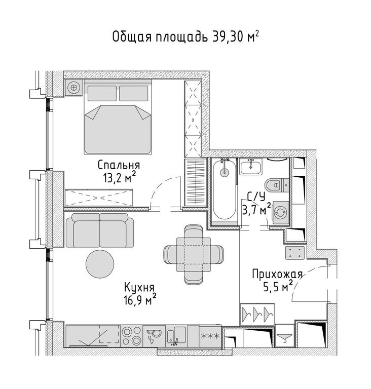 1-BD Apartment Sale, 39.8 sq. m. at City Bay, Volokolamskoye Highway, 95с3, Moscow, Russia #1