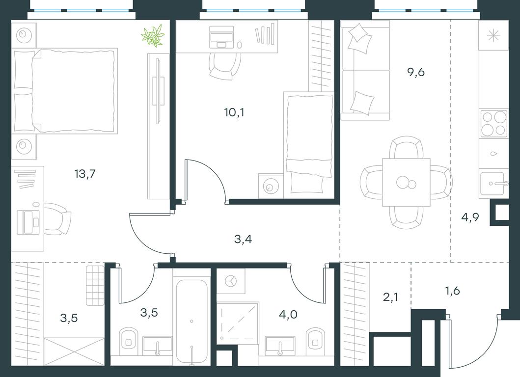 2-BD Apartment Sale, 56.4 sq. m. at Level Yzhnoportovaya, Yuzhnoportovaya Street, 28Ас17, Moscow, Russia #1 2-BD Apartment Sale, 56.4 sq. m. at Level Yzhnoportovaya, Yuzhnoportovaya Street, 28Ас17, Moscow, Russia #1