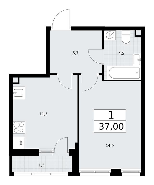 Apartment Sale, 37平方米 at Rodniye Kvartaly, Kvartal № 33, Marushkinskoye Settlement, Moscow, Russia #1