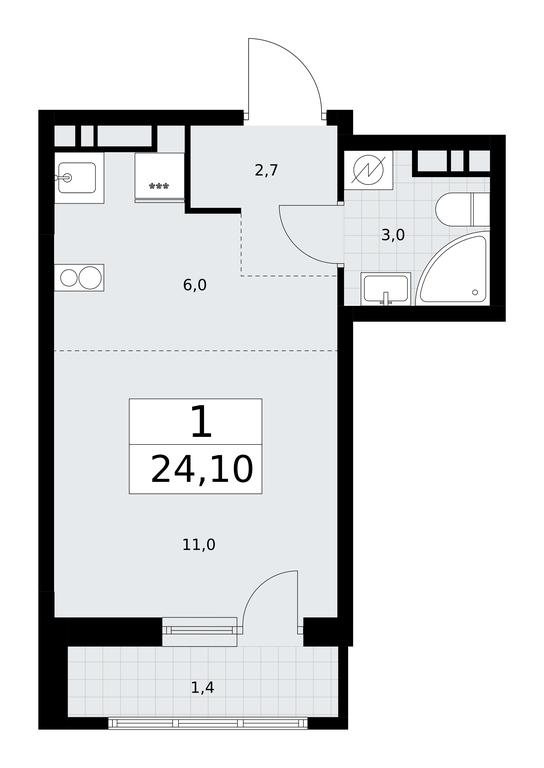 Apartment Sale, 24.1平方米 at Rodniye Kvartaly, Kvartal № 33, Marushkinskoye Settlement, Moscow, Russia #1