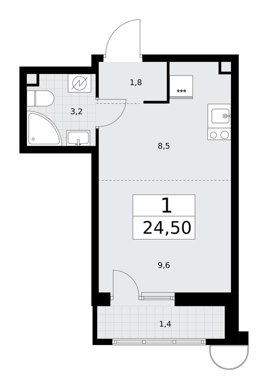 Apartment Sale, 24.5平方米 at Rodniye Kvartaly, Kvartal № 33, Marushkinskoye Settlement, Moscow, Russia #1