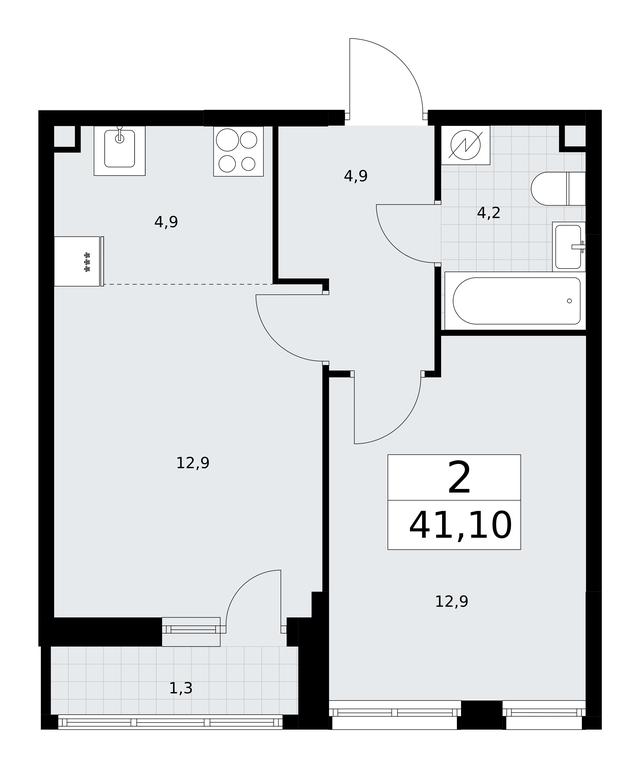1-BD Apartment Sale, 41.1平方米 at Rodniye Kvartaly, Kvartal № 33, Marushkinskoye Settlement, Moscow, Russia #1 1-BD Apartment Sale, 41.1平方米 at Rodniye Kvartaly, Kvartal № 33, Marushkinskoye Settlement, Moscow, Russia #1