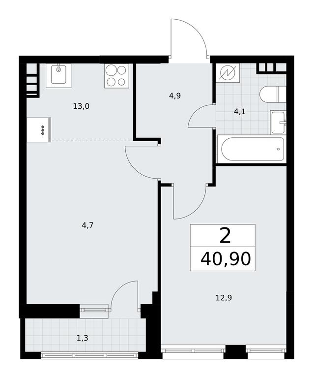 1-BD Apartment Sale, 40.9平方米 at Rodniye Kvartaly, Kvartal № 33, Marushkinskoye Settlement, Moscow, Russia #1 1-BD Apartment Sale, 40.9平方米 at Rodniye Kvartaly, Kvartal № 33, Marushkinskoye Settlement, Moscow, Russia #1