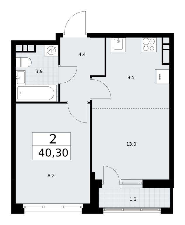 1-BD Apartment Sale, 40.3平方米 at Rodniye Kvartaly, Kvartal № 33, Marushkinskoye Settlement, Moscow, Russia #1
