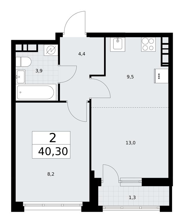1-BD Apartment Sale, 40.3平方米 at Rodniye Kvartaly, Kvartal № 33, Marushkinskoye Settlement, Moscow, Russia #1